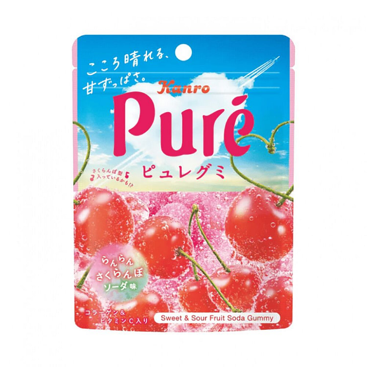 Kanro Pure Cherry Soda Heart Gummy Candy