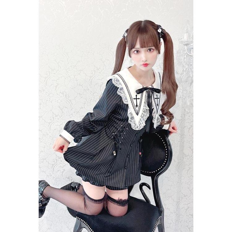 MA*RS||【二点セット】スピンドル付きクロス刺繍セットアップ - BLK