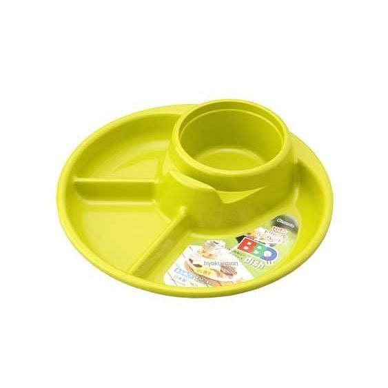 Plastic Plate with Drink and Cutlery Holder Green 1 each