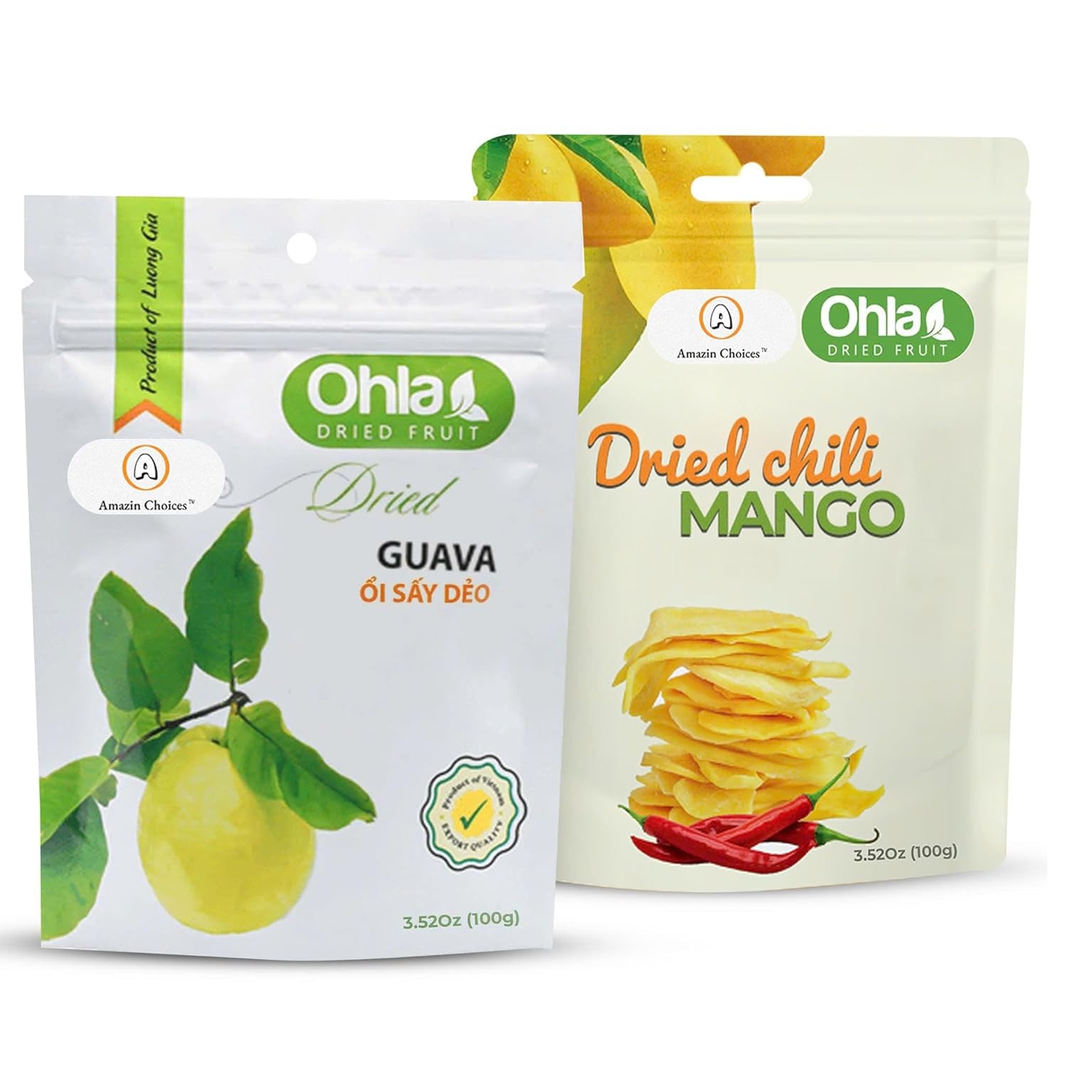 Combo: 1 Chili Mango 3.5oz & 1 Dried Guava 3.5oz 2 count