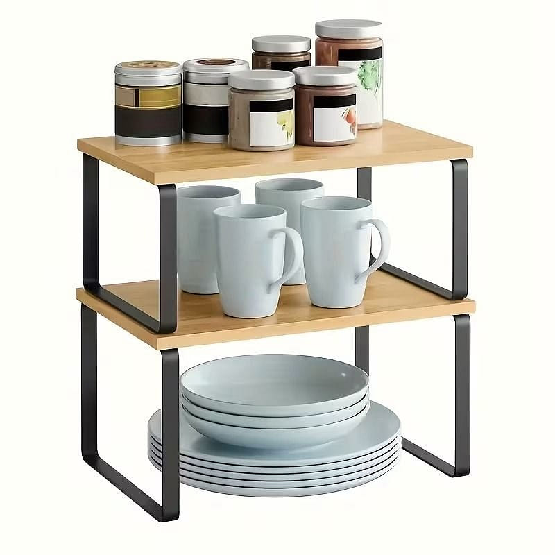 2 Pack Adjustable Stackable Storage Shelves Black 1 each