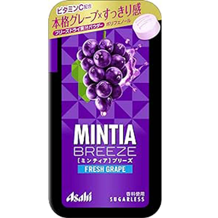 【日本直邮】Asahi朝日 MINTIA BREEZE清凉感大颗粒柠檬薄荷糖【葡萄味】30粒/
