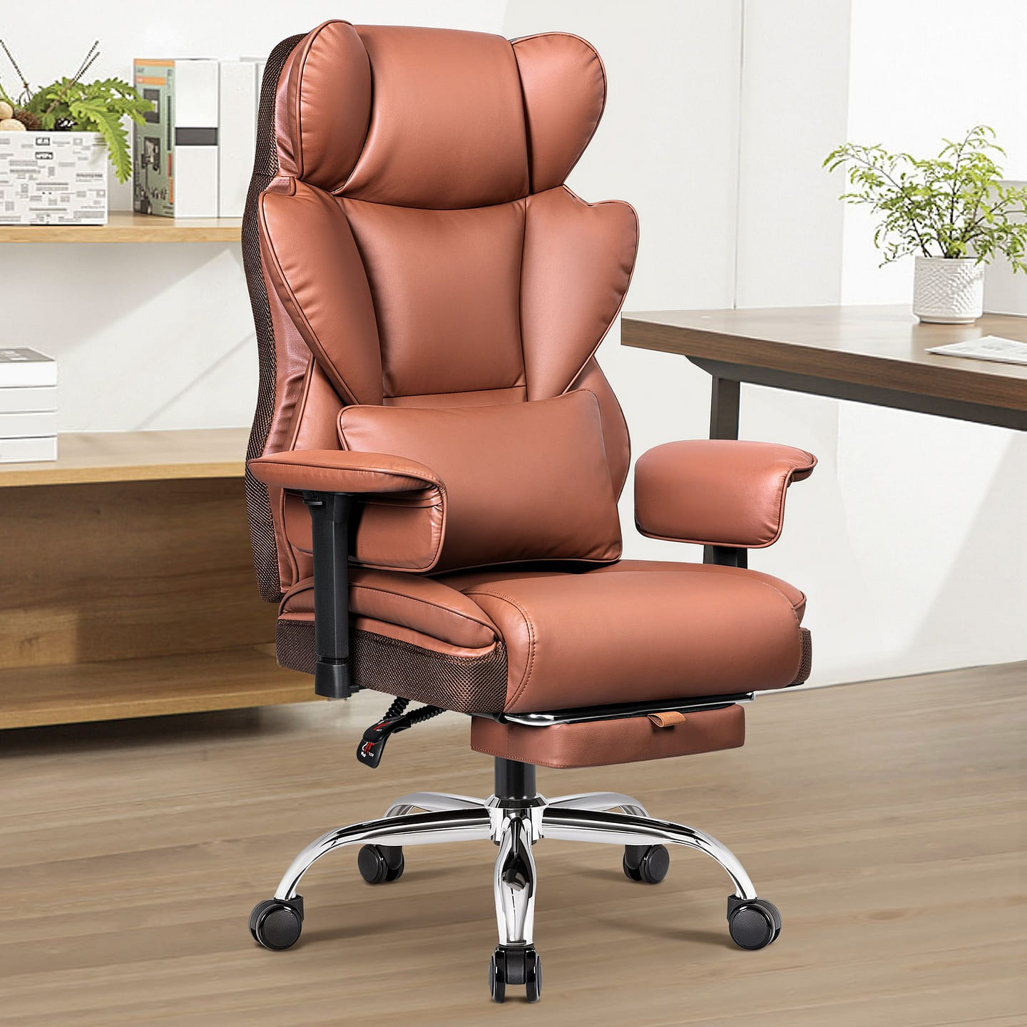 Ergonomic PU leather office chair, Lifting Arms Br 48 lb