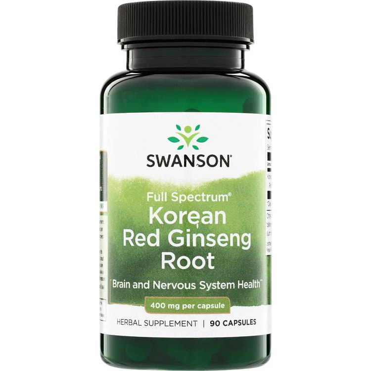 Swanson Korean Red Ginseng Root 400mg, 90 Capsules 1 bottle
