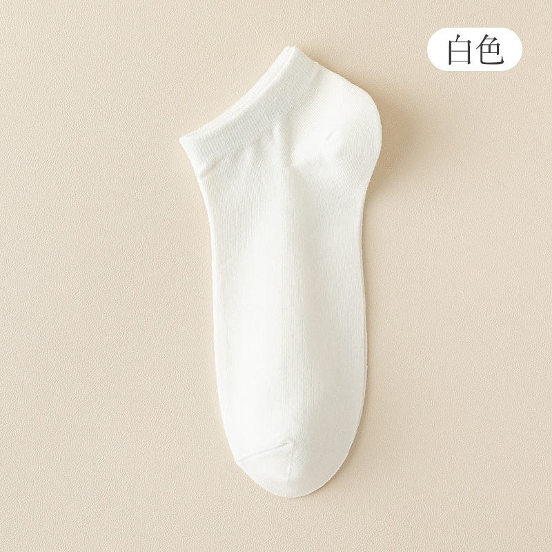 Short Socks White Solid Color Odor Resistant Sweat Absorbing Pack of 4 100 g