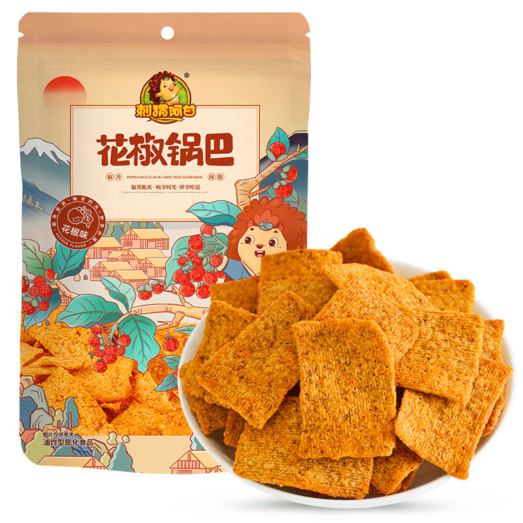 刺猬阿甘 花椒锅巴花椒味 网红推荐办公室休闲零食追剧解馋小吃75g*1袋 75 克