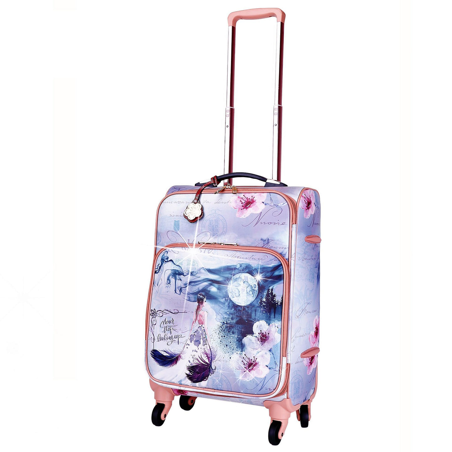 Fairy Tale Carry on Luggage with Spinner Wheels Burgundy [BEL6999-BG] 1 each