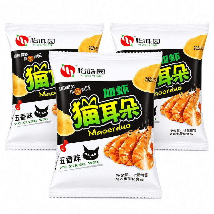 Yiweiyuan Five Spice Shrimp Cat Ear Chips(3 pcs) 63 g