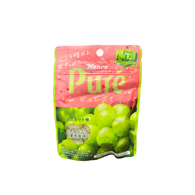 Kanro Green Grape Gummies with Real Fruit Texture 56 g