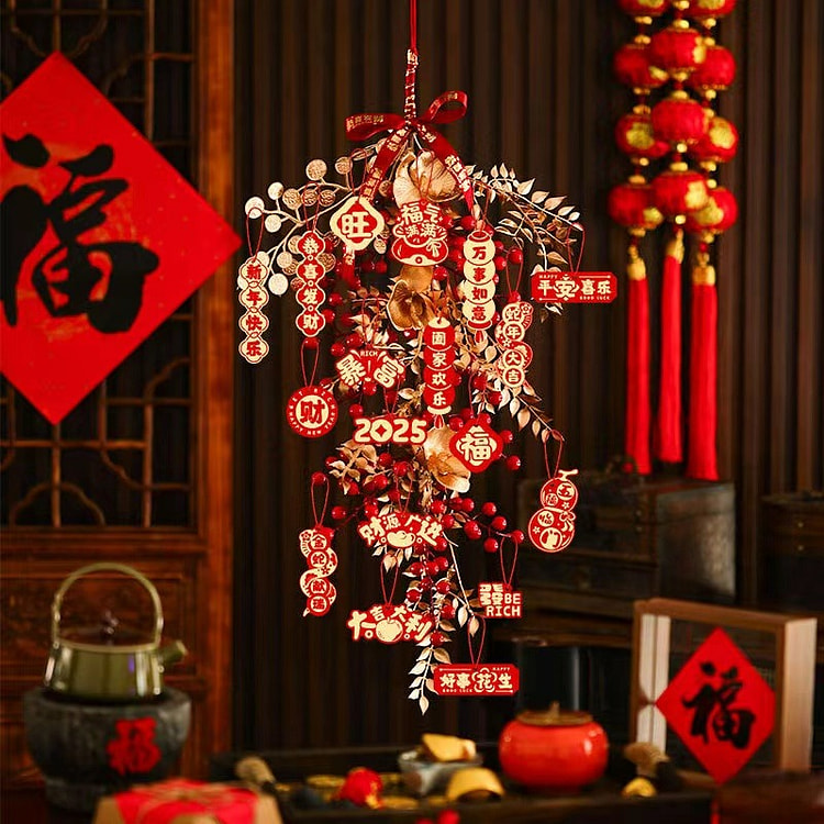 2025 Year of the Snake Red Gold Fortune Fruit pendant + Gongxi Fortune pend