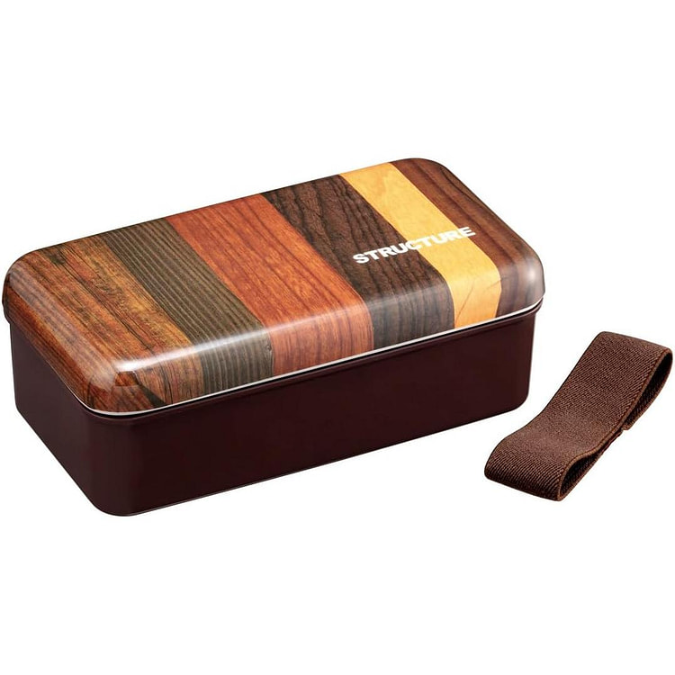 Skater Wood Grain Brown Bento Box 870ml