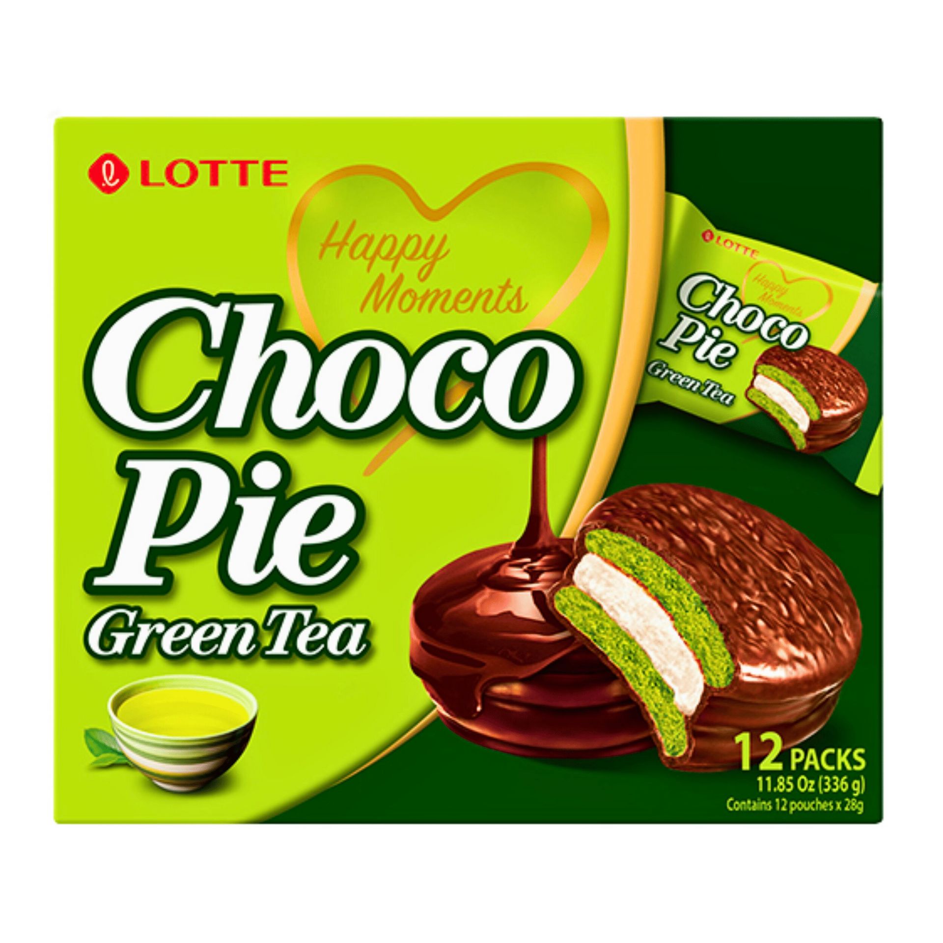 Lotte Choco Pie Green Tea 12 Packs 11.85oz 1 each