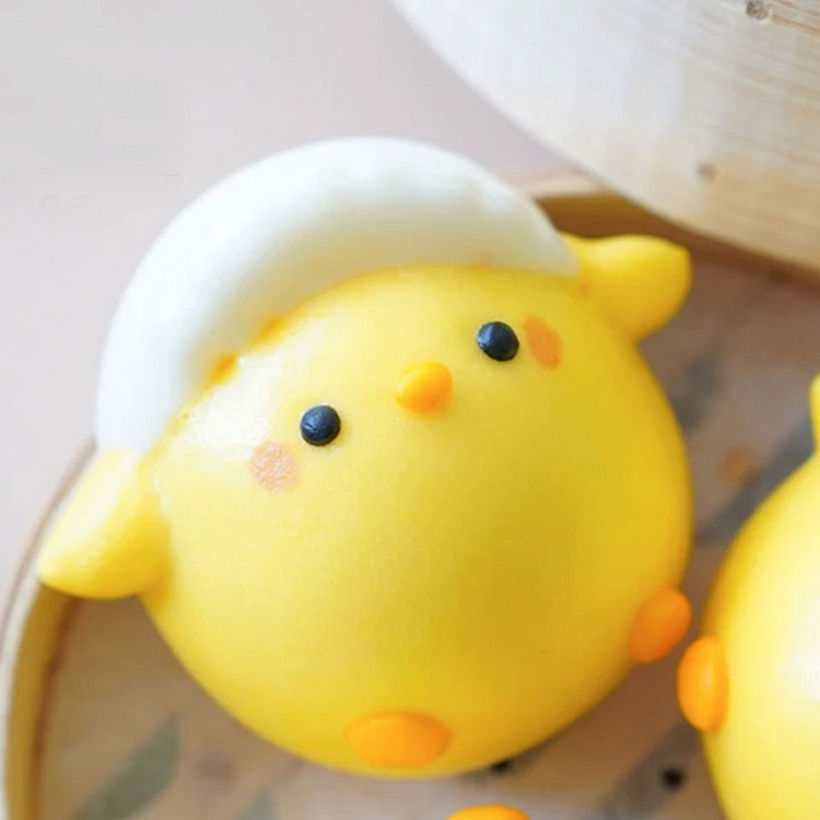 早安小鸡鲜乳奶黄包