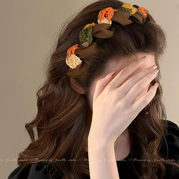 美拉德布艺缠绕齿梳发箍高颅顶压发卡头饰 1 个