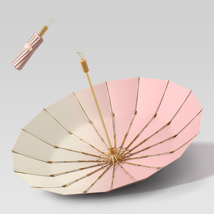 Triple Fold Rain And Rain Umbrella Gradient Pink