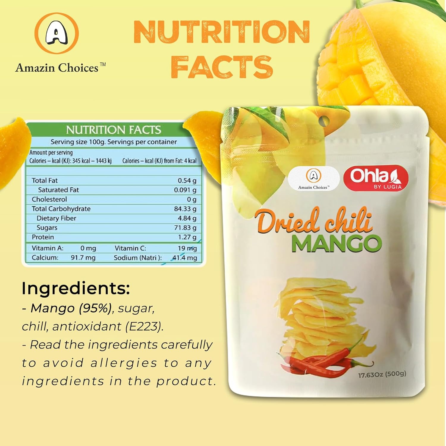 ドライチリマンゴー 500g（3パック入り） - Weee!