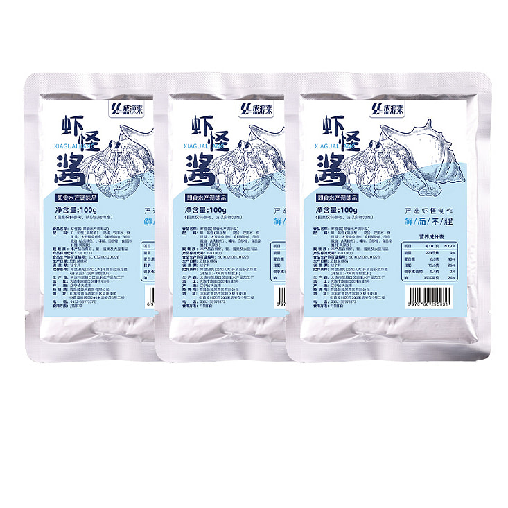 盛源来大连虾怪酱山东咸熟虾酱虾怪酱100g*3袋