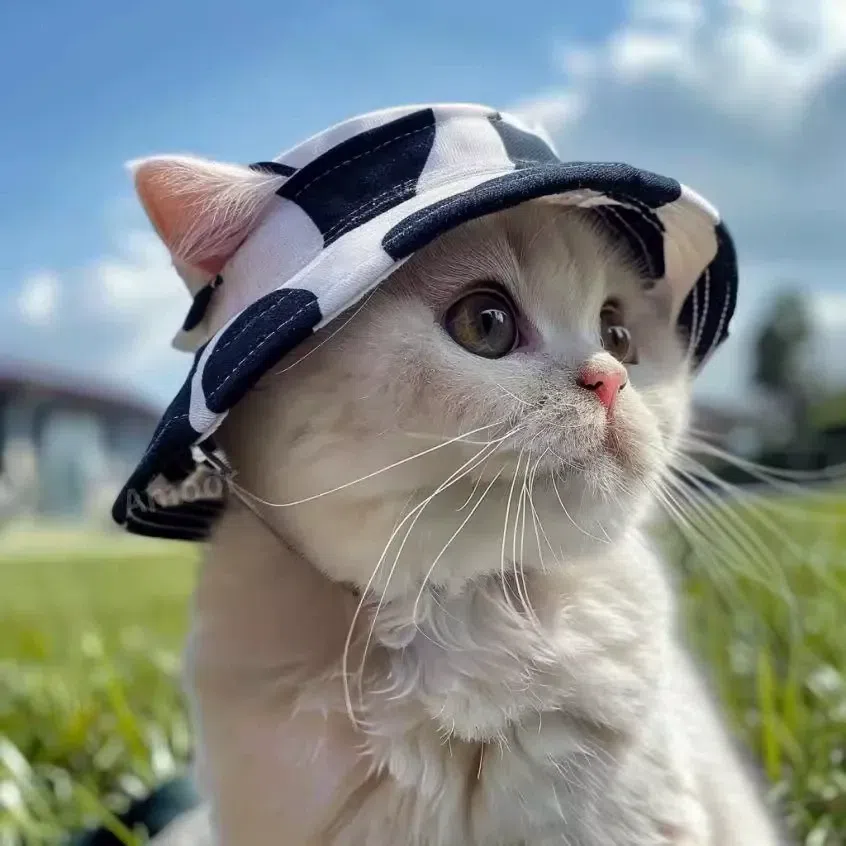 pet bucket hat(black and white-L) 1 count
