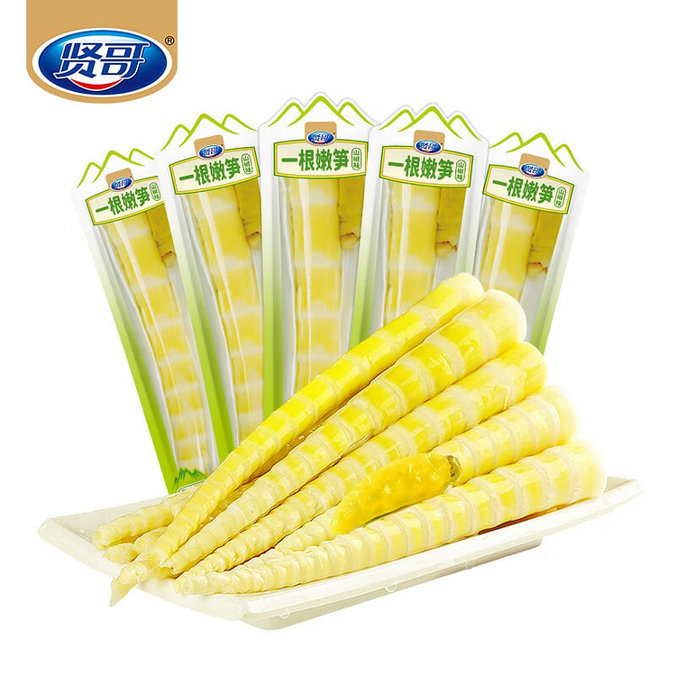 贤哥 山椒嫩笋尖 一根笋 开袋即食泡椒竹笋休闲零食 300 克