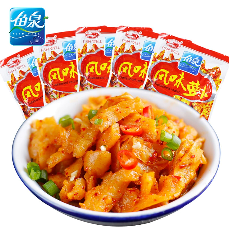 鱼泉风味萝卜干 速食下饭菜 即食萝卜干 榨菜咸菜泡菜佐餐 麻辣80g*1袋装