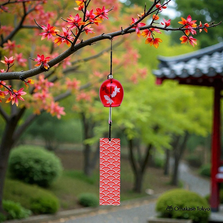 Shoho Kisikido Glass Wind Chime Red