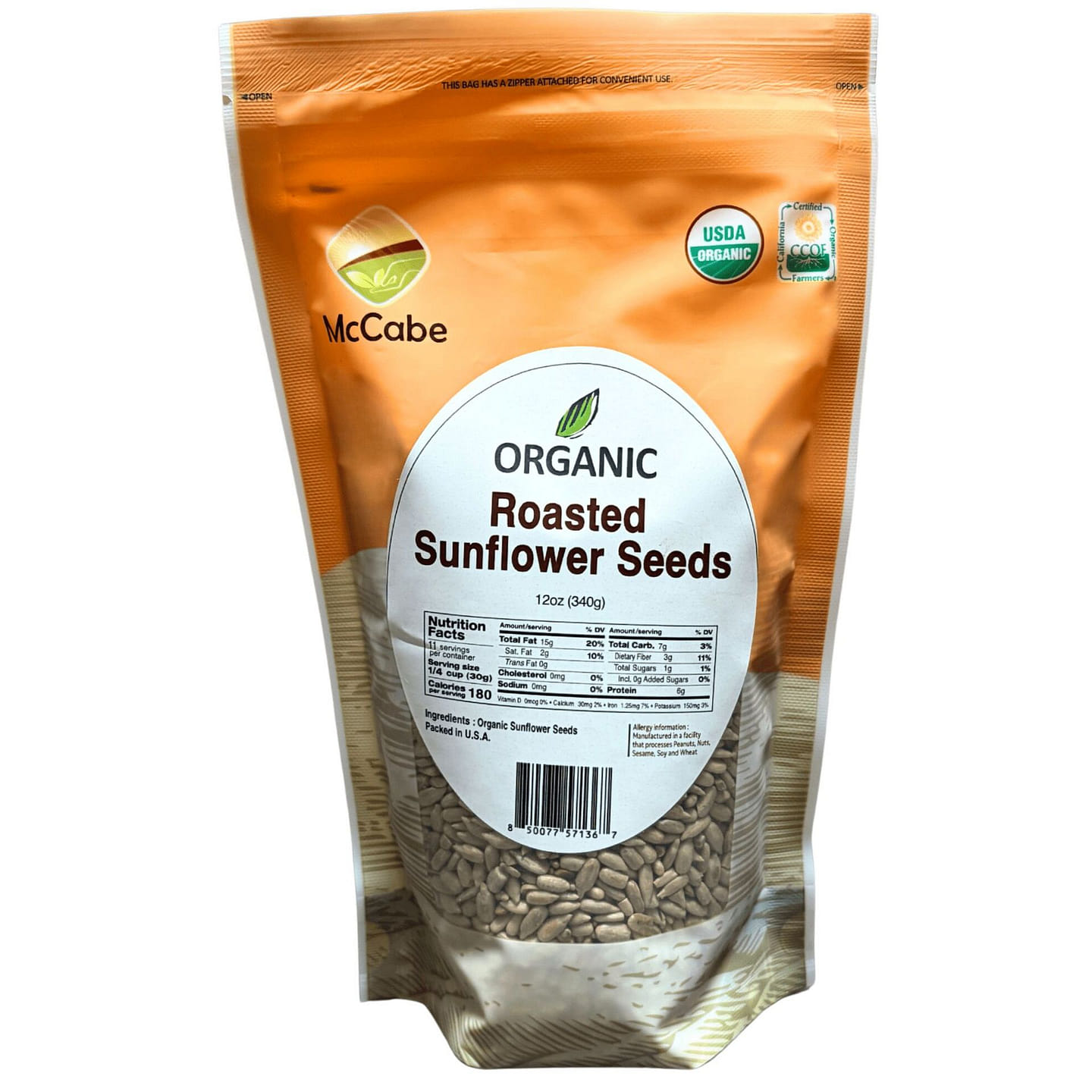 McCabe Organic Roasted Sunflower Seeds 12oz 1 each