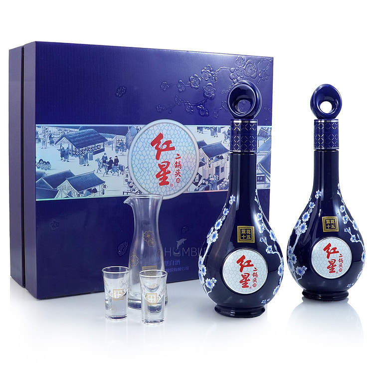 北京红星蓝花十五年陈二锅头两瓶礼盒装 1000 毫升