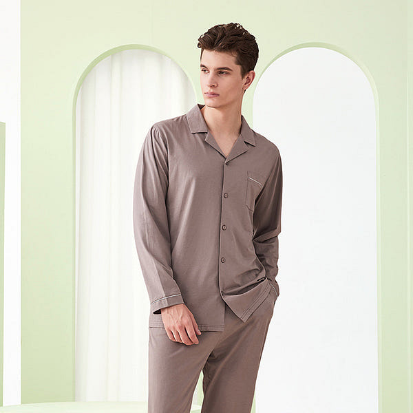 LULLABUY TENCEL Luxe Pajama Set for Men XL Size Brown