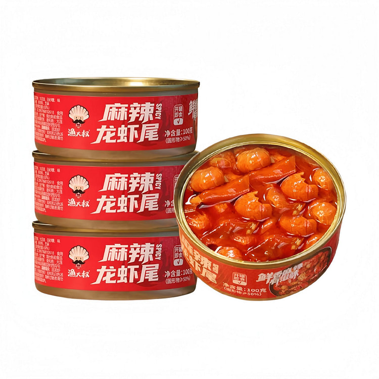渔大叔 麻辣小海鲜麻辣龙虾尾100g*3罐装 300 克