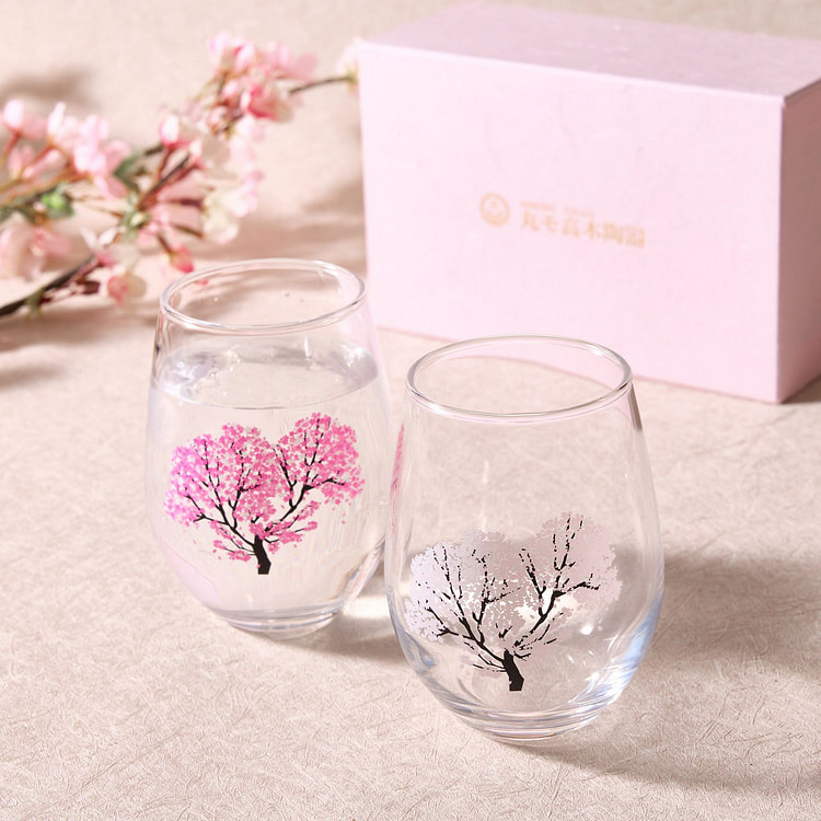 变色樱花玻璃一对
