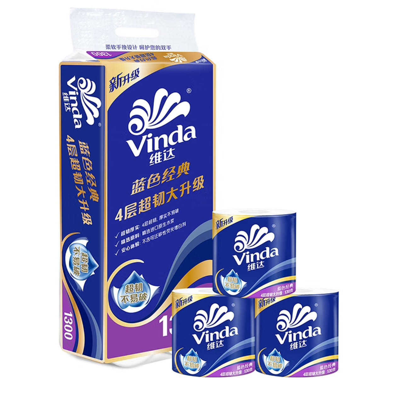 Vinda 4-ply Toilet Paper 130g*10rolls 1 each