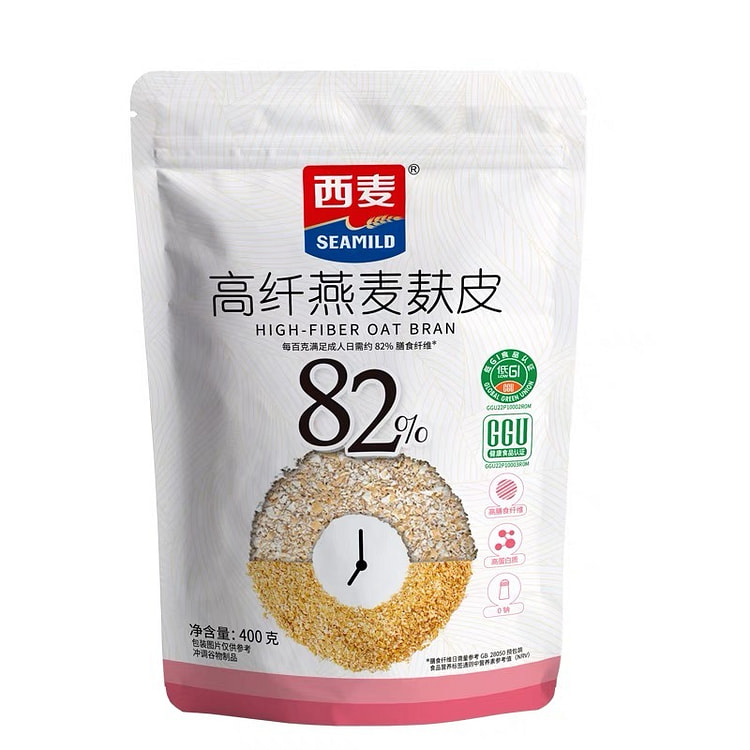 西麦  燕麦麸皮高蛋白质无添加蔗糖代餐懒人健身速食低gi营养早餐  400g/袋