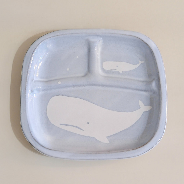 日本作家器 糸賀陶房 23cm分格盘 - 鲸鱼 1 个