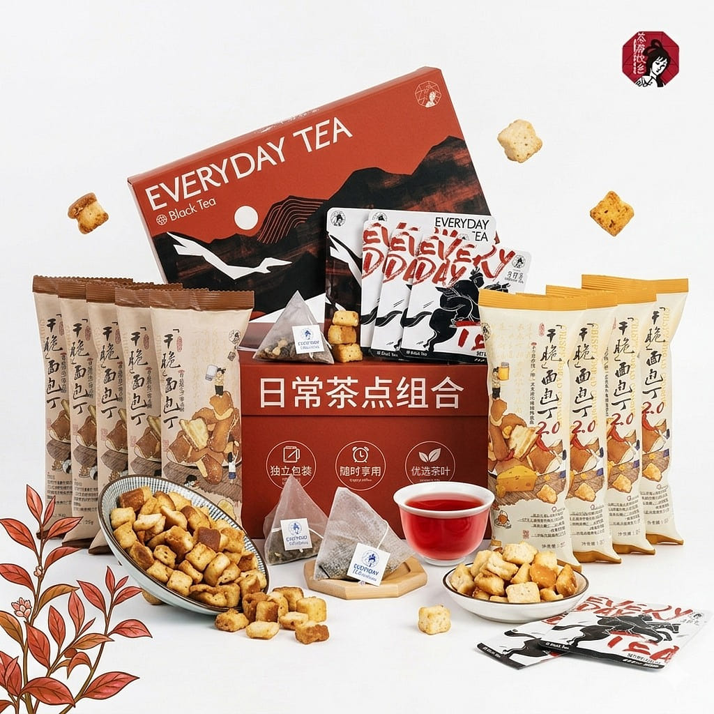 茶颜悦色| 日常茶点组合 爆款面包丁+习惯茶 11 包