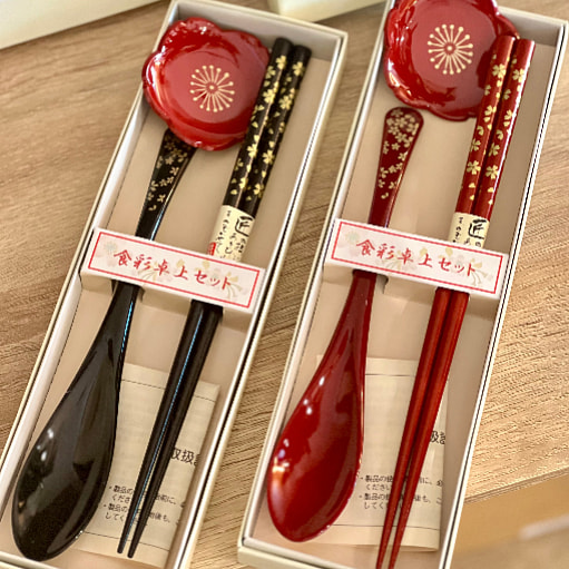 Japan Yamanaka Chopsticks/Spoon 3pcs Gift Set(Gift Box) Black