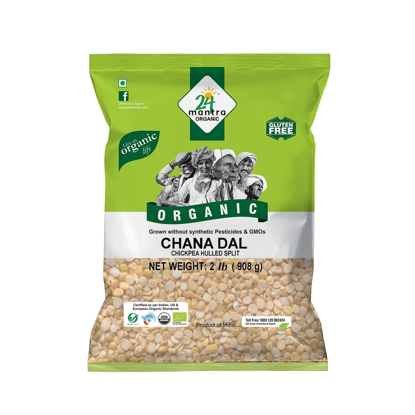 24 Mantra Organic Chana Dal 2 LB 1 pack