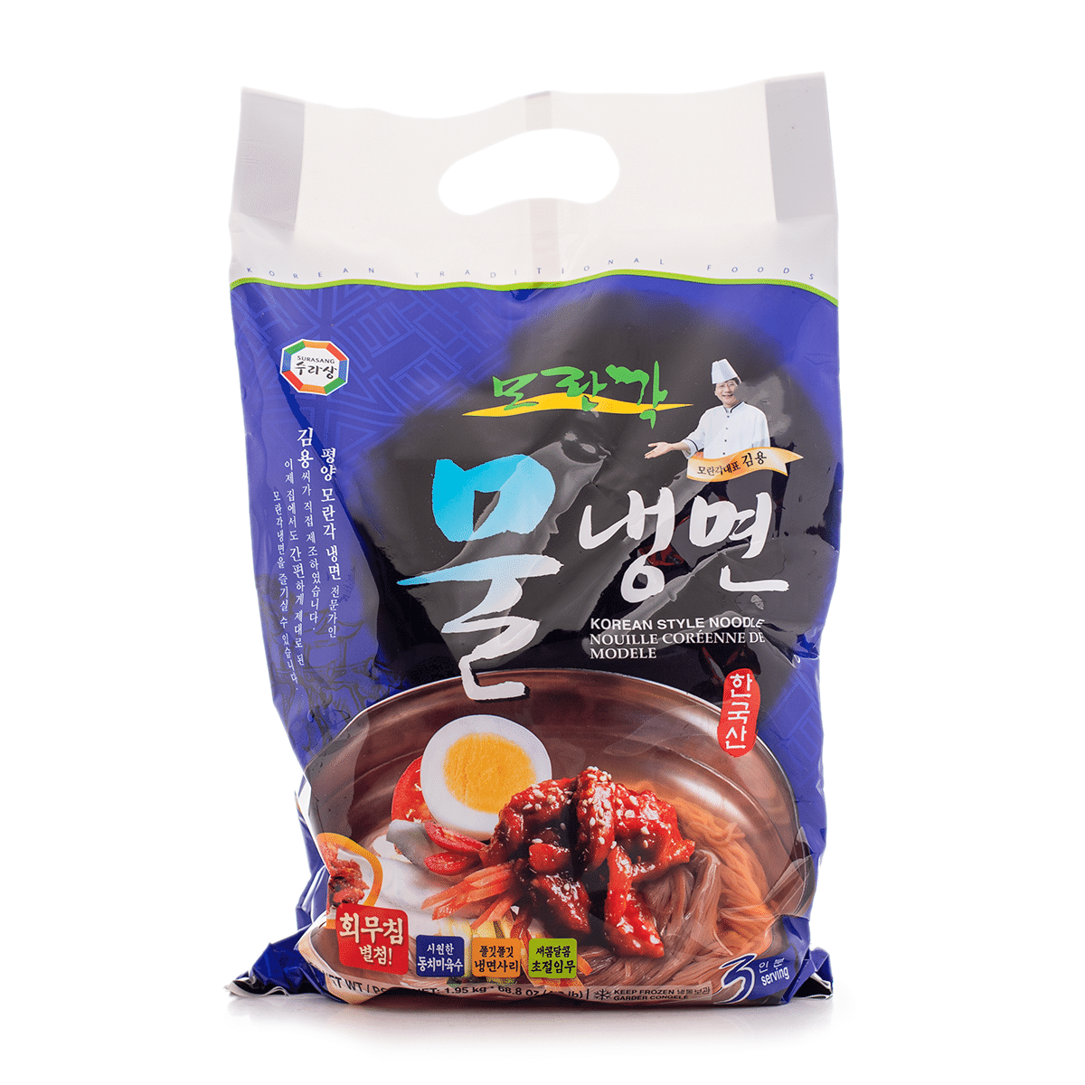 Surasang Cold Noodle with Broth and Seasoned Pollack (Mul Nangmyun), 3 Servings 4.3 lb