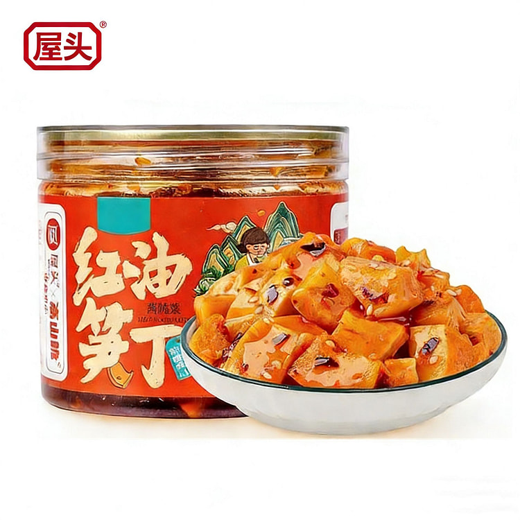 屋头高山脆笋香辣红油笋丁四川下饭咸菜香脆瓶装即食腌 210 克