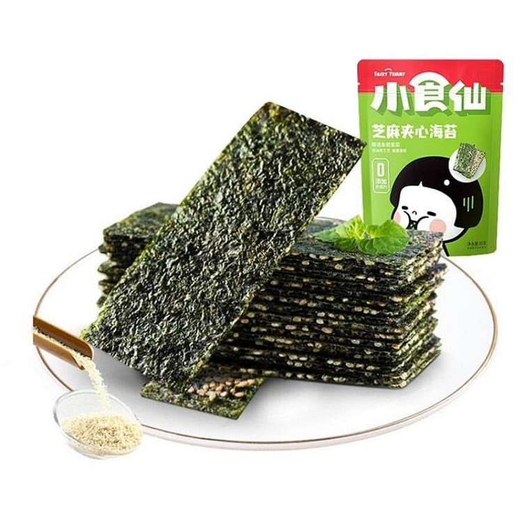 【中国直邮】良品铺子 小食仙芝麻夹心海苔脆 儿童零食即食紫菜 35g/袋