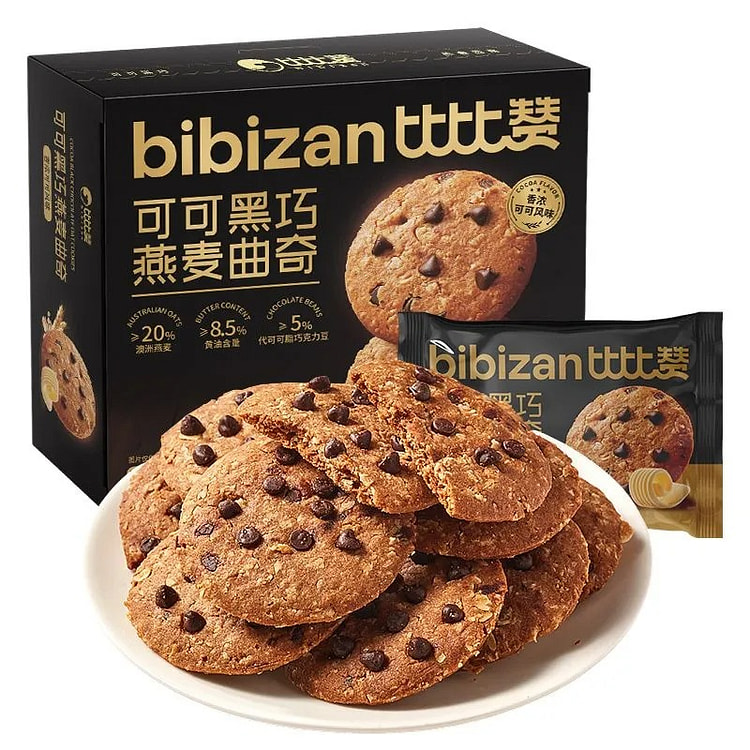 比比赞可可燕麦曲奇黄油黑巧克力味饼180g*1盒 180 克