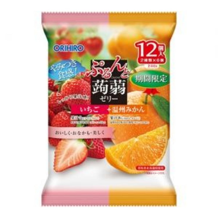 ORIHIRO蒟蒻低卡果冻 草莓&温州蜜柑 12枚 1 包