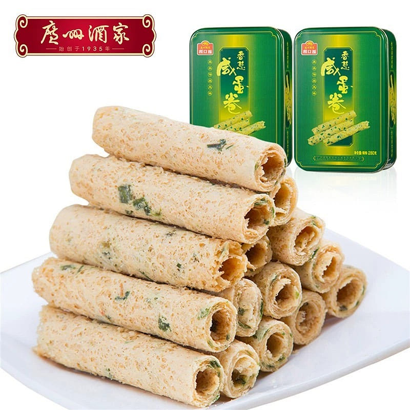 Guangzhou Restaurant Scallion Salted Chicken rolls Guangdong Specialty 280 g