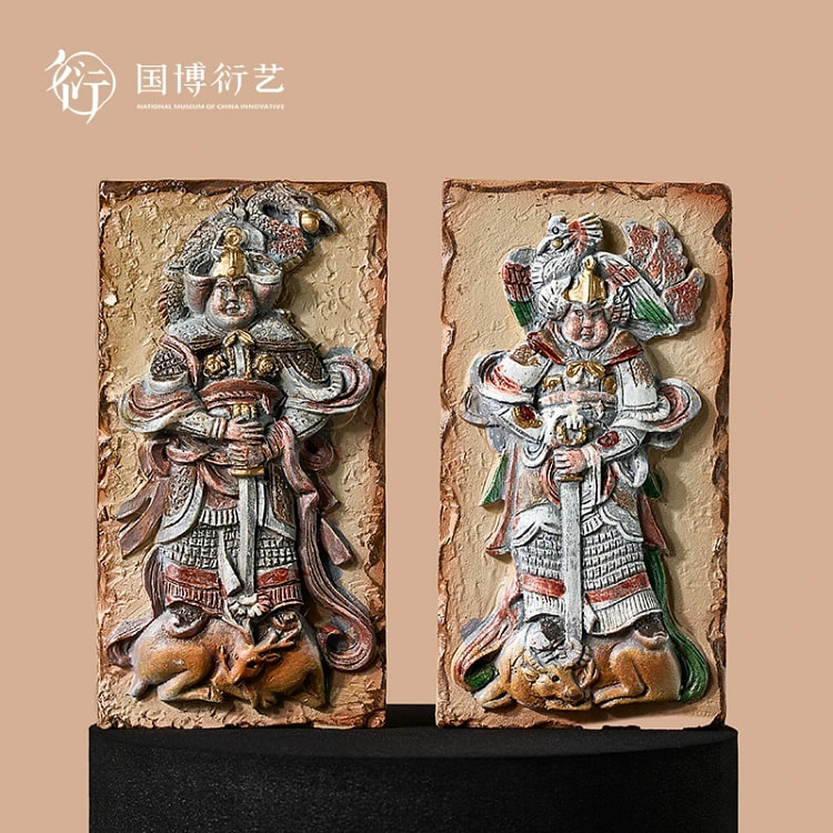 中国国家博物馆彩绘浮雕武士石刻树脂立体冰箱贴