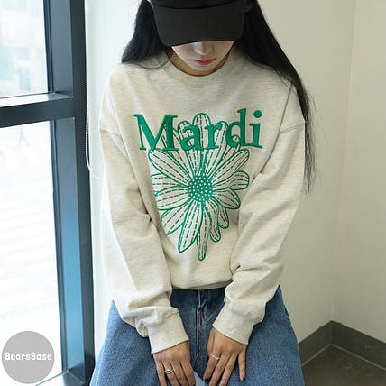 Mardi Mercredi | Flower Patterns Street Style U-Neck Long Sleeves Cotton Logo 1 each
