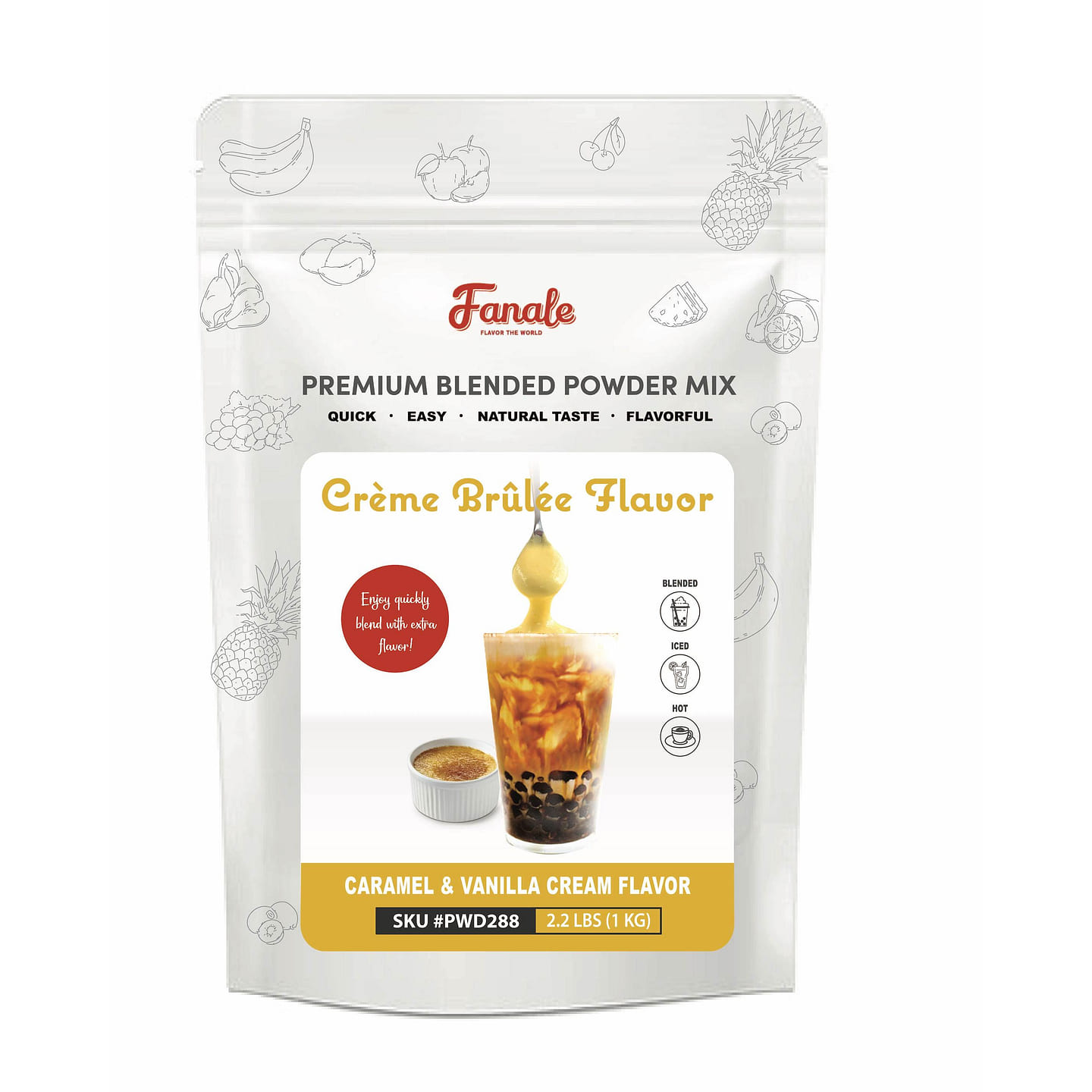 Fanale Premium Flavoring Powder for Bubble Tea Creme Brulee Flavor 2.2 lb
