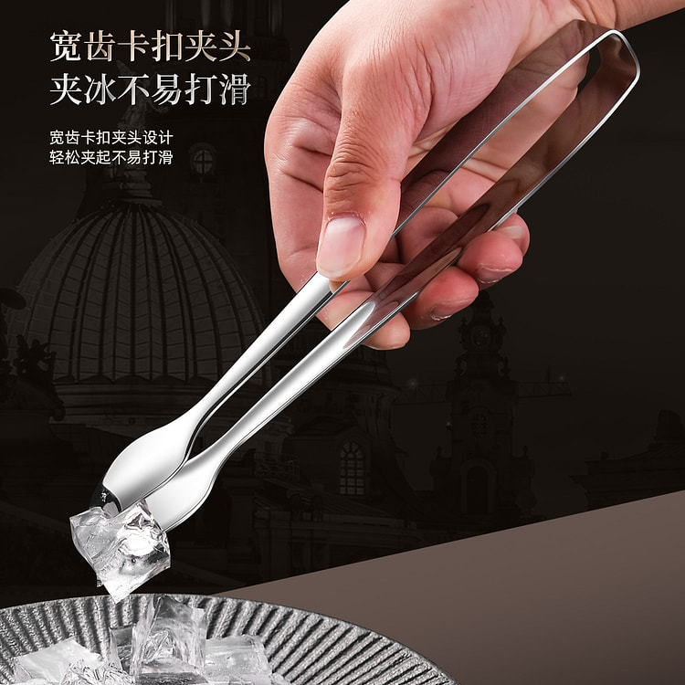 Stainless steel ice cube tongs and barbecue tongs 1 each