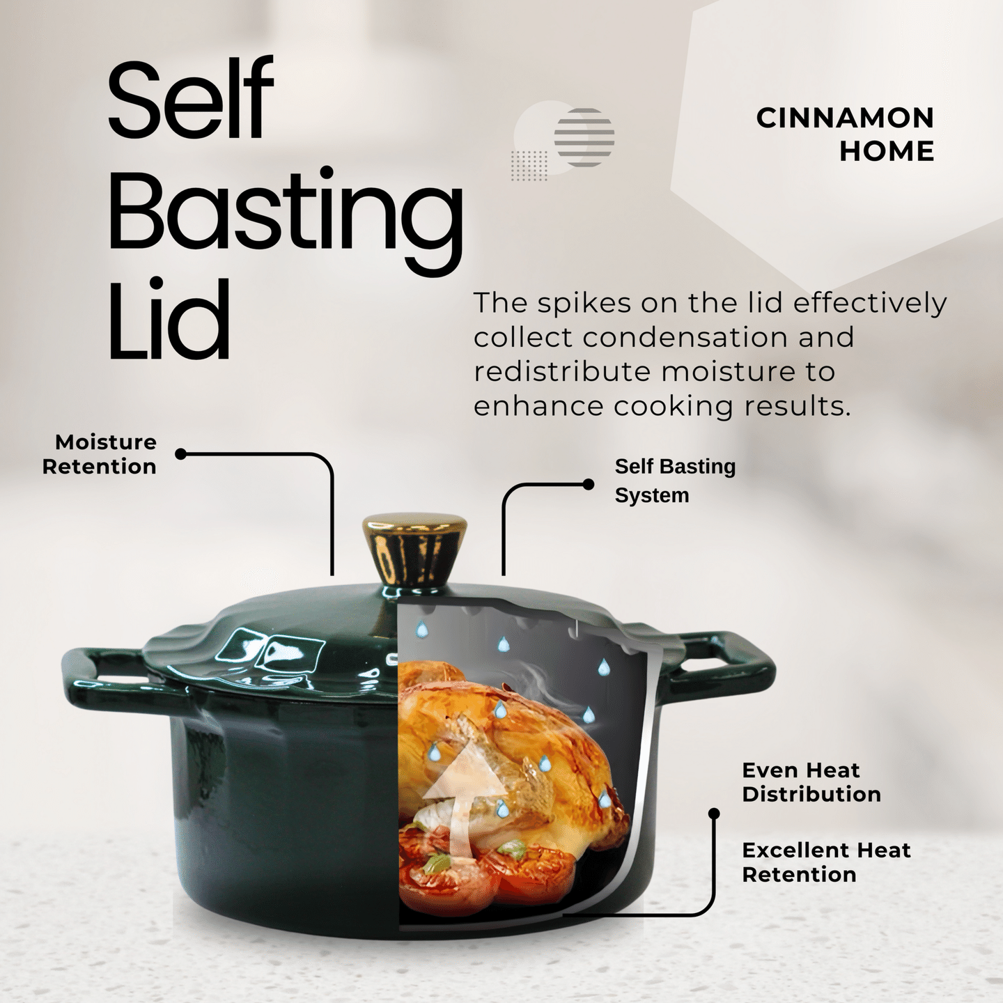 Cinnamon 4Quart Cast Iron Dutch Oven-Emerald Green 1 each