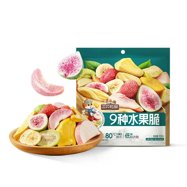 三只松鼠9种水果脆混合水果果干酥脆健康100g 100 克