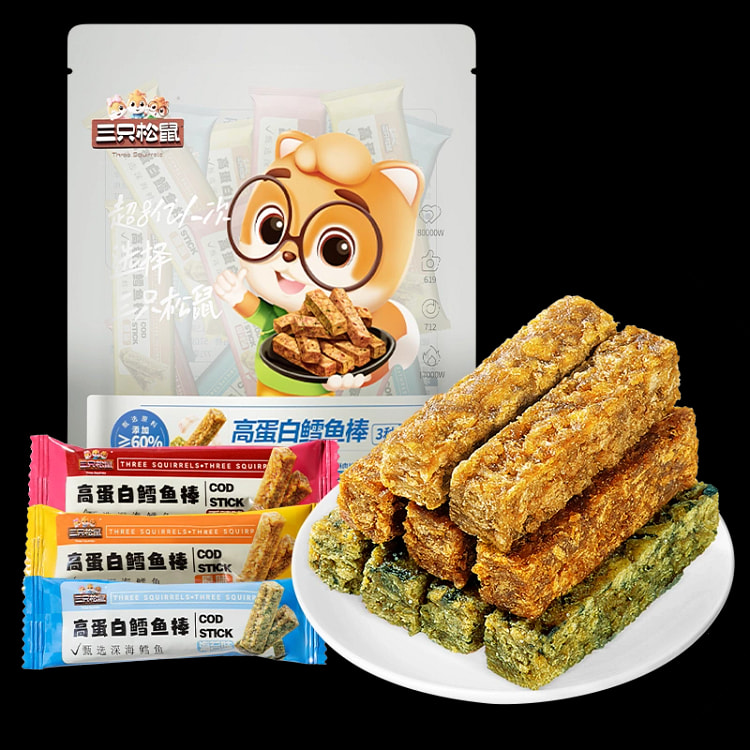 三只松鼠_高蛋白鳕鱼棒混合口味200g
