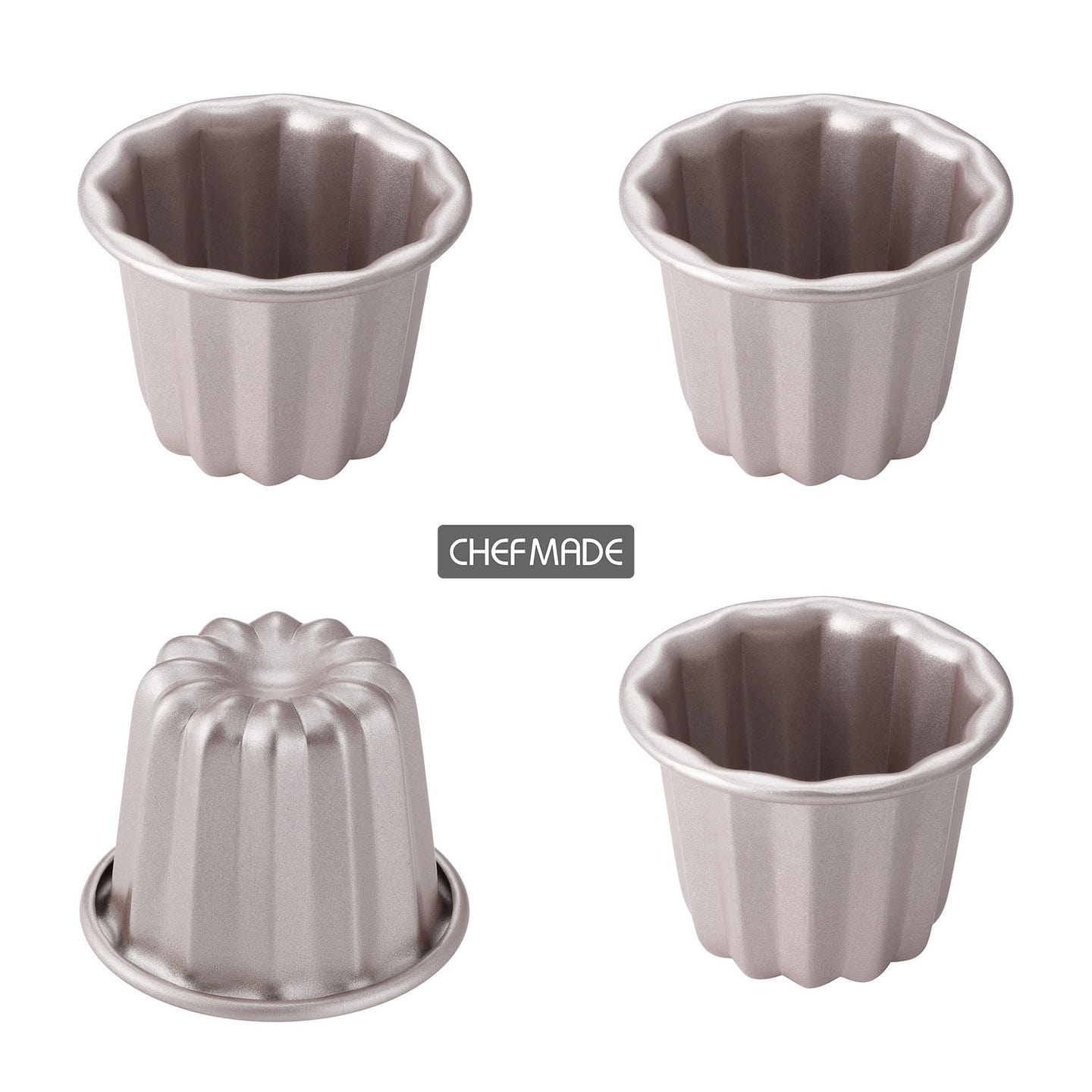 CHEFMADE Canele Mold Cake Pan, 2.6-Inch Non-Stick Canele Muffin Cupcake Pan 1 개